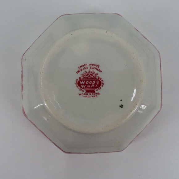 Enoch Woods English Scenery 6.9in Floral Countryside Woodsware Red Bowl England - Picture 8 of 12